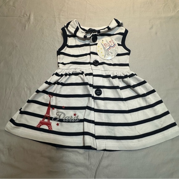 Striped Paris Kids Dress - Picture 1 of 3